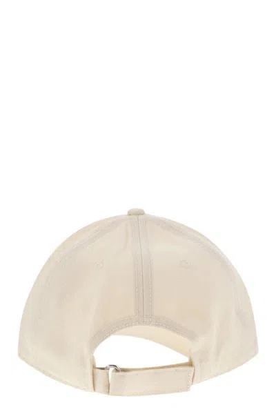 Moncler Logo Cotton Baseball Cap In White
