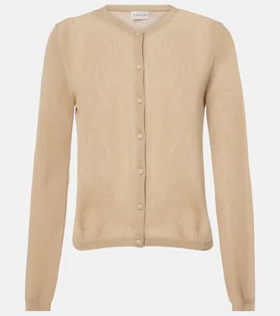 Moncler Logo Cotton-blend Cardigan In Light Beige