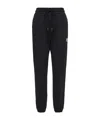 Moncler Logo Cotton Blend Fleece Sweatpants In Black