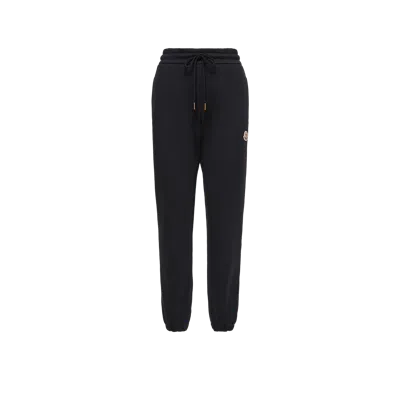 MONCLER MONCLER PANTALON DE SURVÊTEMENT EN MOLLETON DE COTON MÉLANGÉ À LOGO, FEMME, BLEU, TAILLE: L