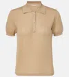 Moncler Logo Cotton-blend Polo Shirt In Beige