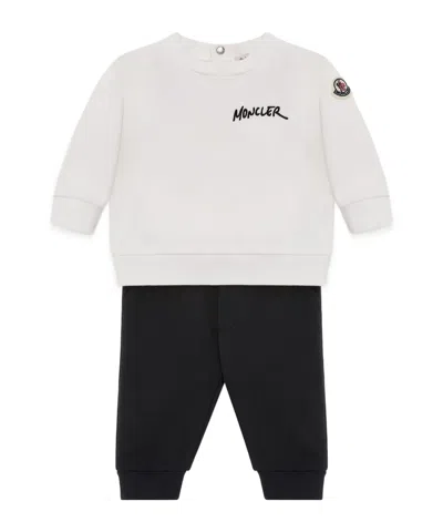 Moncler Kids' Logo Cotton Blend Sweatsuit Set In White
