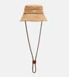 Moncler Logo Patch Drawstring Bucket Hat In Brown
