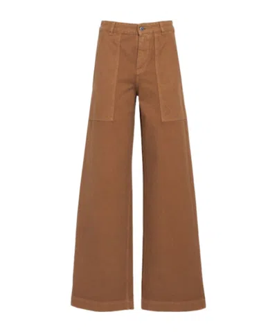 Moncler Logo Cotton Canvas Pants In Brown