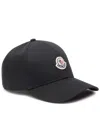 Moncler Logo Cotton Cap In Black