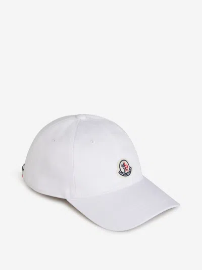 Moncler Logo Cotton Cap In White