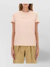 Moncler Logo Cotton Crew Neck T-shirt In Pink