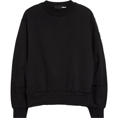 Moncler Logo Cotton Crewneck Sweatshirt In Black