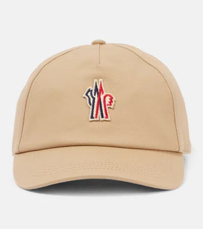 Moncler Grenoble Beige Baseball Cap With Logo Patch On The Front In Cotton Woman In Cream