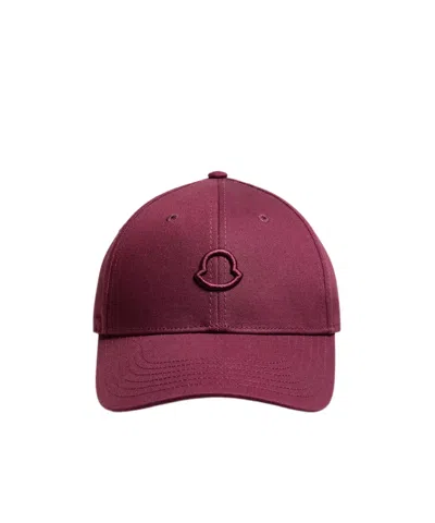 Moncler Logo Cotton Gabardine Baseball Cap In Purple