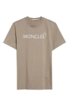 Moncler Logo Cotton Graphic T-shirt In Light Brown