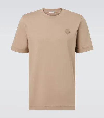 Moncler Logo Cotton Jersey T-shirt In Brown