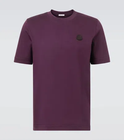 Moncler Logo Cotton Jersey T-shirt In Purple