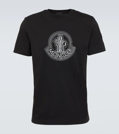 Moncler Logo Cotton Jersey T-shirt In Black