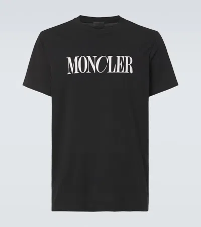 Moncler Logo Cotton Jersey T-shirt In Black