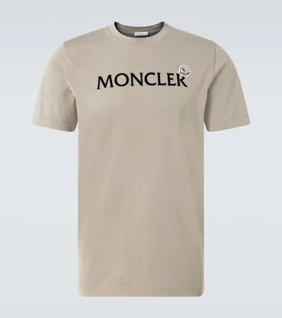 Moncler Logo Cotton Jersey T-shirt In Brown