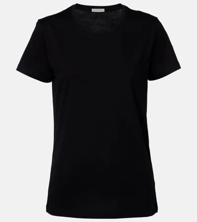 Moncler Crewneck Cotton T-shirt Patch On Sleeve In Black
