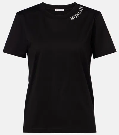 Moncler Logo Cotton Jersey T-shirt In Black