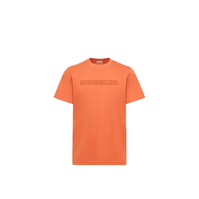 Moncler Logo Cotton Jersey T-shirt In Orange