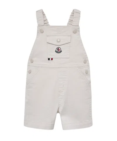 Moncler Logo Cotton Overalls In Gray