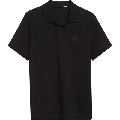 Moncler Logo Cotton Piqué Polo In Black