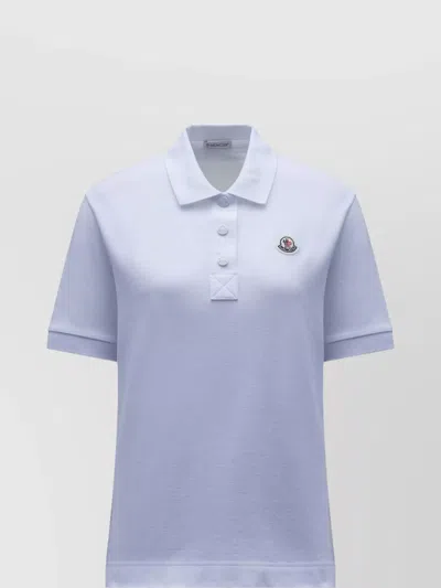 Moncler Logo Cotton Pique Polo Shirt In Blue