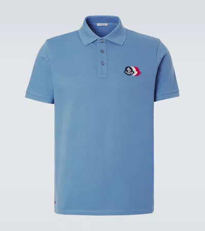 Moncler Logo-patch Polo Shirt In Blue
