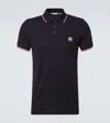 Moncler Cotton Polo Shirt With Logo In Navy
