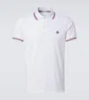 Moncler Classic White Cotton Polo With Signature Tri-color Trim In White