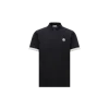 Moncler Short-sleeved Polo With Embroidered Logo In Blue
