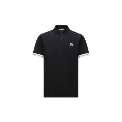 MONCLER LOGO COTTON PIQUET POLO SHIRT, MEN, BLUE, SIZE: XXL