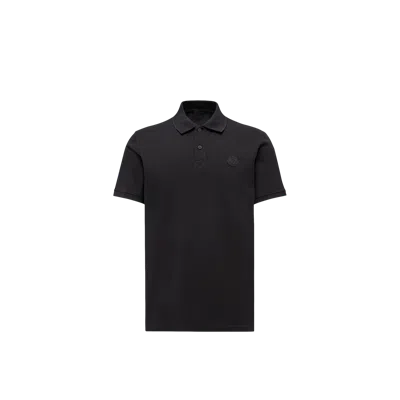 MONCLER LOGO COTTON PIQUET POLO SHIRT, MEN, BLACK, SIZE: XL