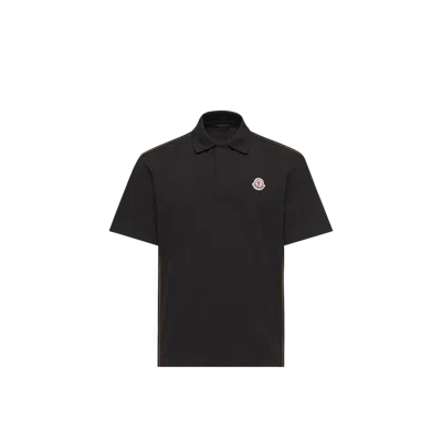 Moncler Polo En Piqué De Coton À Logo, Homme, Noir, Taille: Xxl In Black