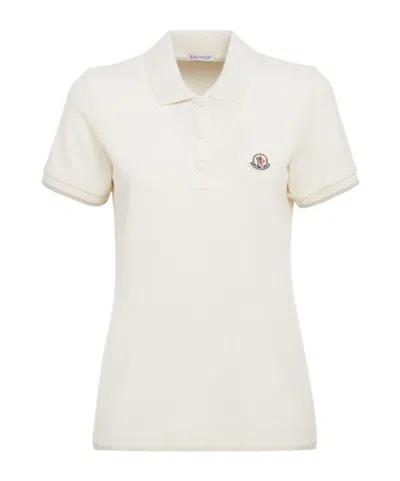 Moncler Polo In Piquet Di Cotone Con Logo In Neutral