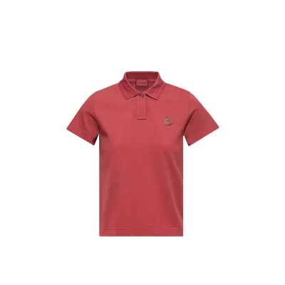 Moncler Polo En Piqué De Coton À Logo, Femme, Rouge, Taille: Xs In Red