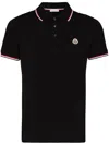 Moncler Men Tricolor-trimmed Cotton Piquet Polo Shirt Navy In Black