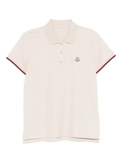Moncler Stone Island Logo Cotton Polo Shirt In Black