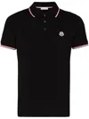 Moncler Cotton Polo Shirt With Logo In Black