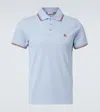Moncler Light Blue Cotton Logo Patch Polo Shirt In Blau