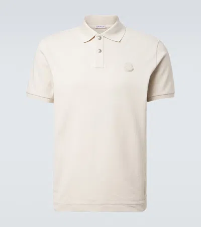 Moncler Tonal Patch Metal Button Polo Shirt In Neutral