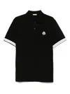 Moncler Logo Cotton Polo Shirt In Schwarz