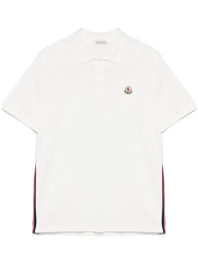 Moncler Logo Cotton Polo Shirt In White