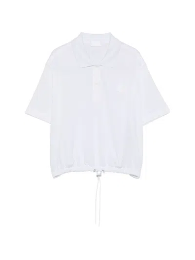 Moncler Logo Cotton Polo Shirt In White
