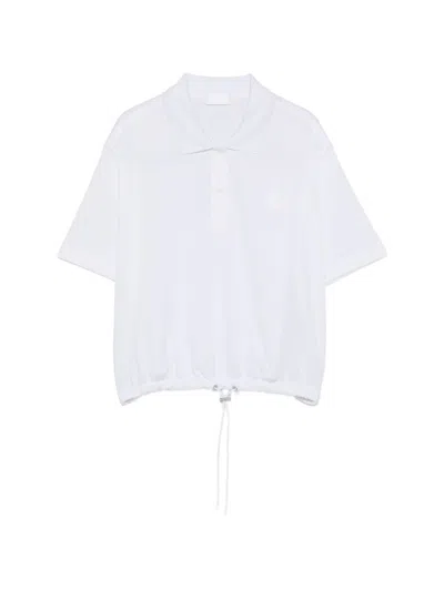 Moncler Logo Cotton Polo Shirt In White