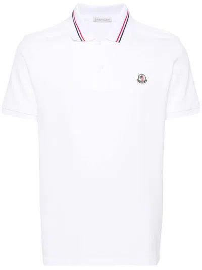 Moncler Logo Cotton Polo Shirt In White