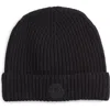 Moncler Logo Cotton Rib Beanie In Black
