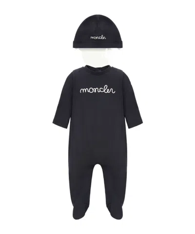 Moncler Babies' Logo Cotton Set In Black