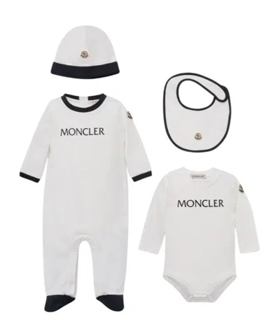 Moncler Logo Cotton Set In White