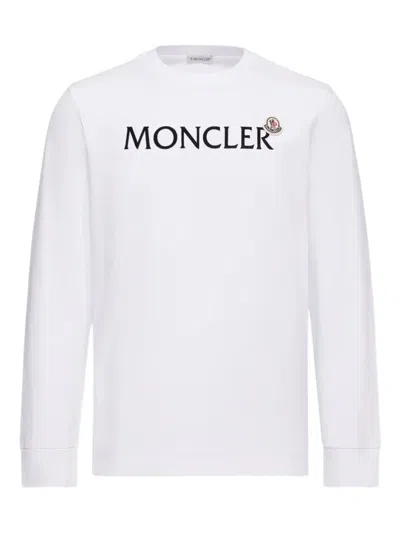 Moncler Logo Cotton Sweatshirt In White