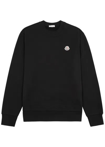 Moncler Logo Cotton Sweatshirt In Black